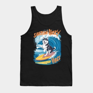 Wave Rider Siberian Husky Dog Surfing Tank Top